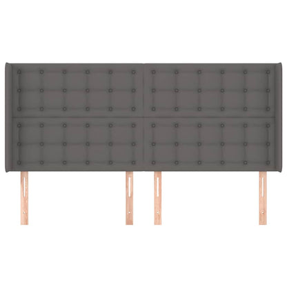 Kopfteil mit Ohren Grau 163x16x118/128 cm Kunstleder