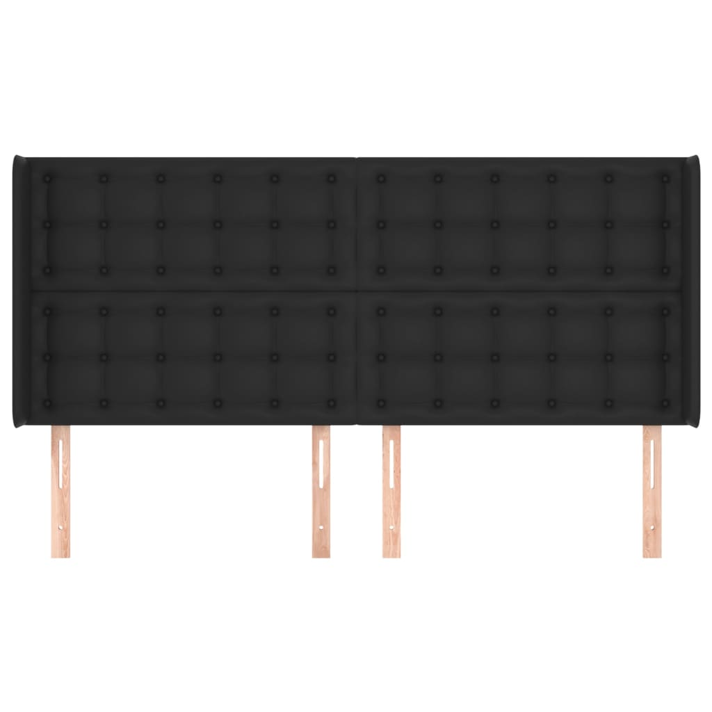 Kopfteil mit Ohren Schwarz 203x16x118/128 cm Kunstleder