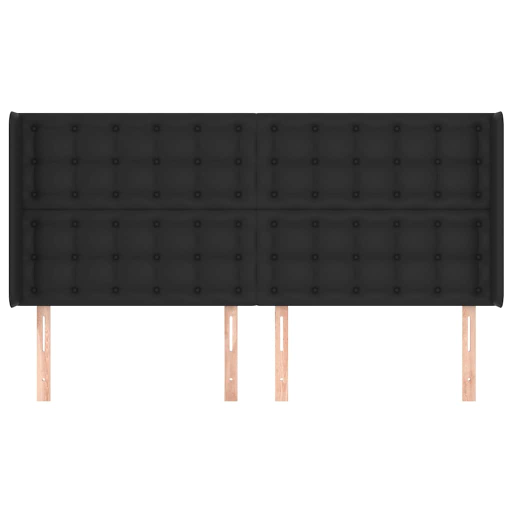 Kopfteil mit Ohren Schwarz 203x16x118/128 cm Kunstleder