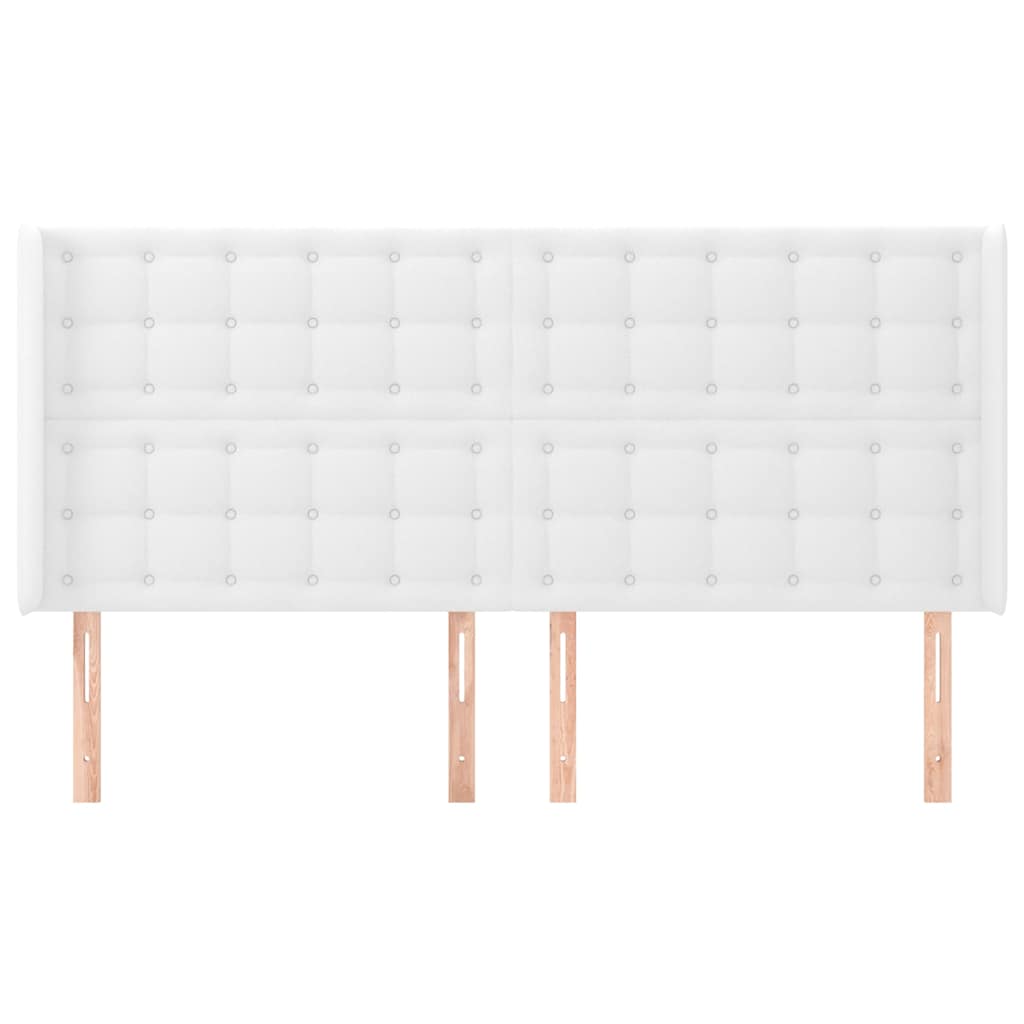 Kopfteil mit Ohren Weiß 203x16x118/128 cm Kunstleder