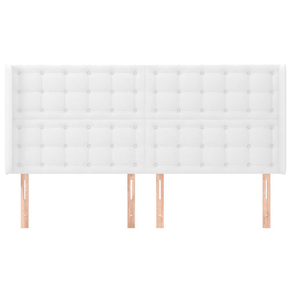 Kopfteil mit Ohren Weiß 203x16x118/128 cm Kunstleder