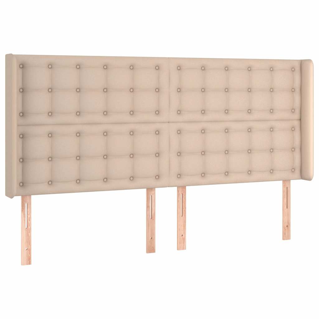 Kopfteil mit Ohren Cappuccino-Braun 203x16x118/128cm Kunstleder