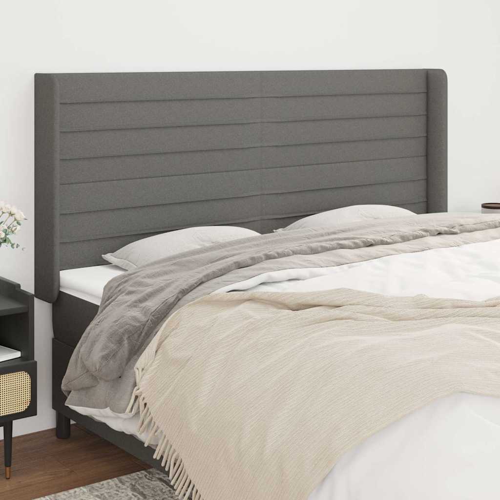 Kopfteil mit Ohren Dunkelgrau 183x16x118/128 cm Stoff