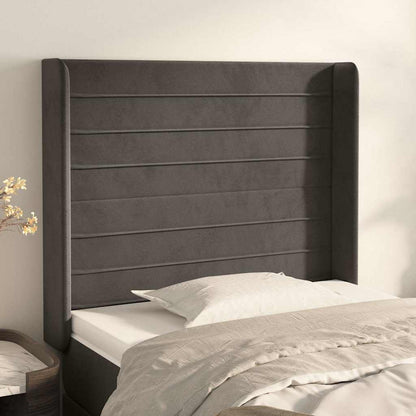 Kopfteil mit Ohren Dunkelgrau 83x16x118/128 cm Samt