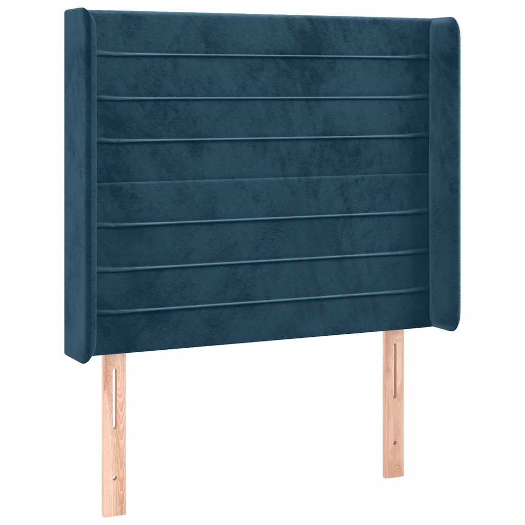 Kopfteil mit Ohren Dunkelblau 93x16x118/128 cm Samt