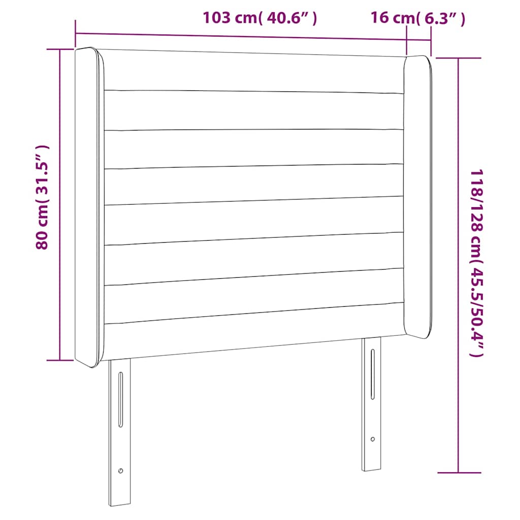 Kopfteil mit Ohren Dunkelgrau 103x16x118/128 cm Samt