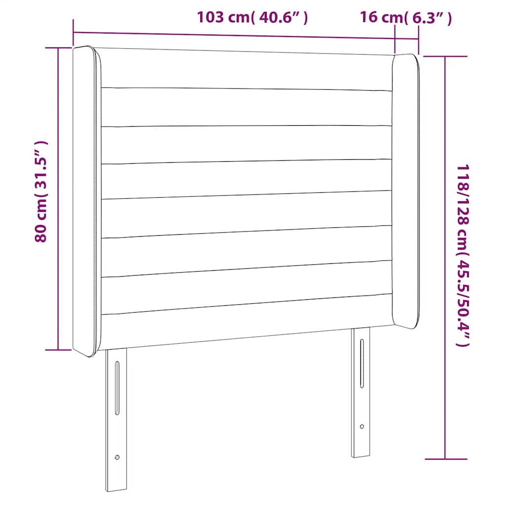 Kopfteil mit Ohren Dunkelblau 103x16x118/128 cm Samt
