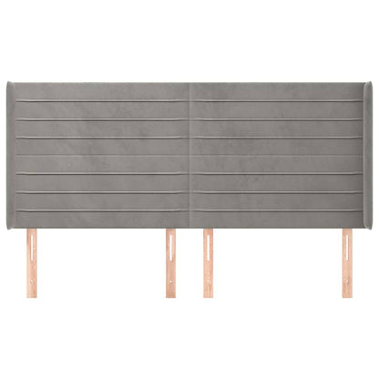 Kopfteil mit Ohren Hellgrau 163x16x118/128 cm Samt