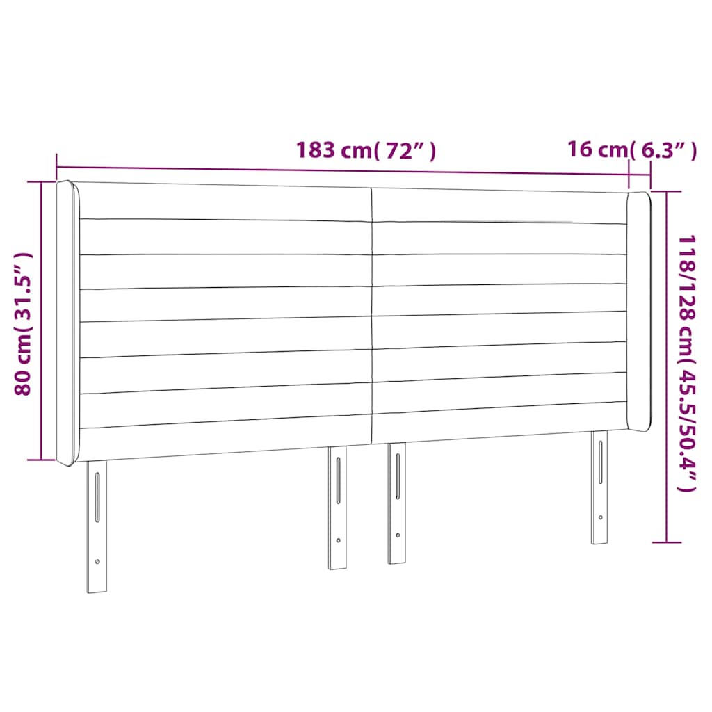 Kopfteil mit Ohren Dunkelgrau 183x16x118/128 cm Samt