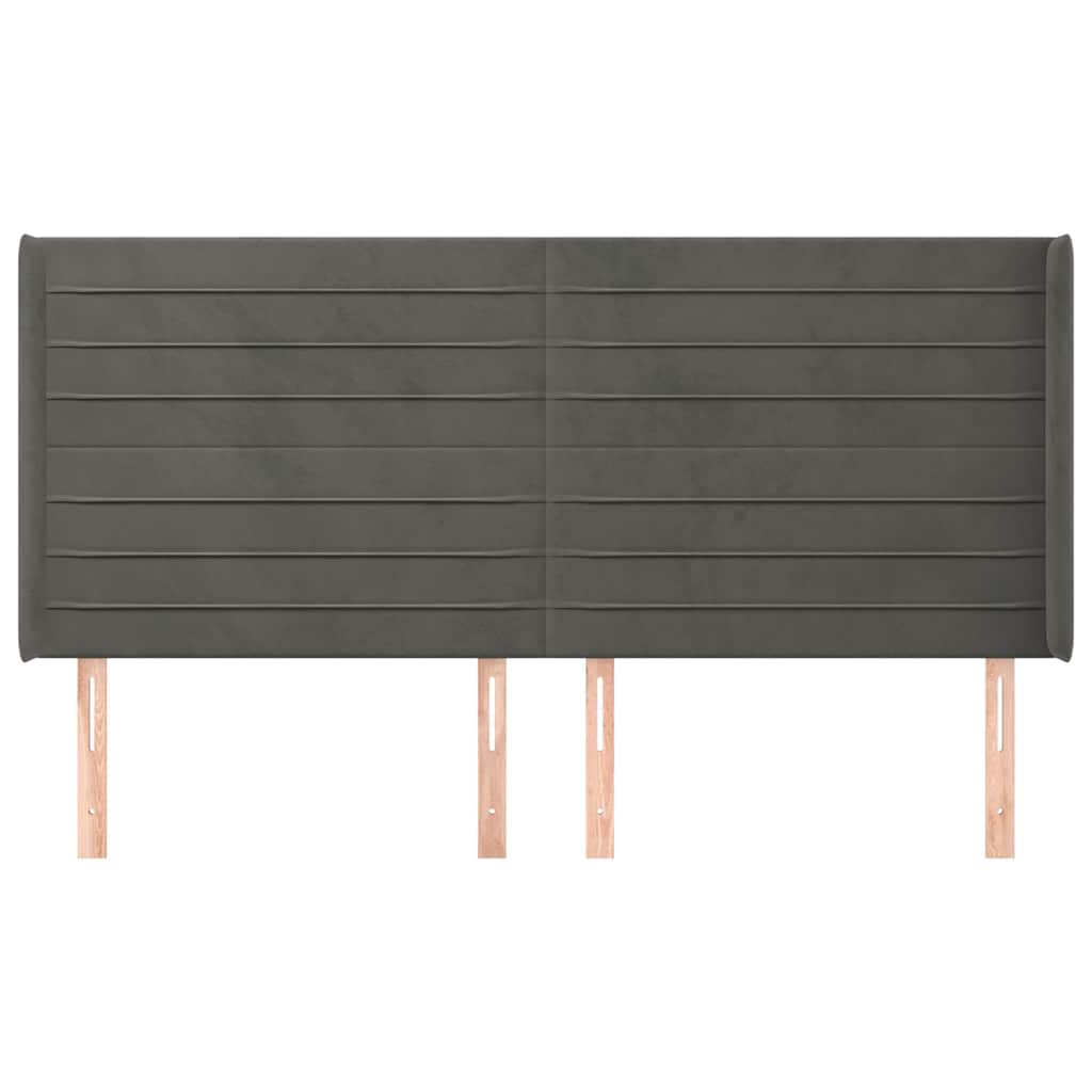 Kopfteil mit Ohren Dunkelgrau 203x16x118/128 cm Samt