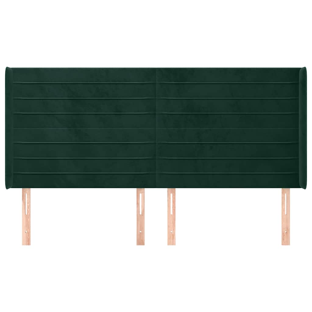 Kopfteil mit Ohren Dunkelgrün 203x16x118/128 cm Samt