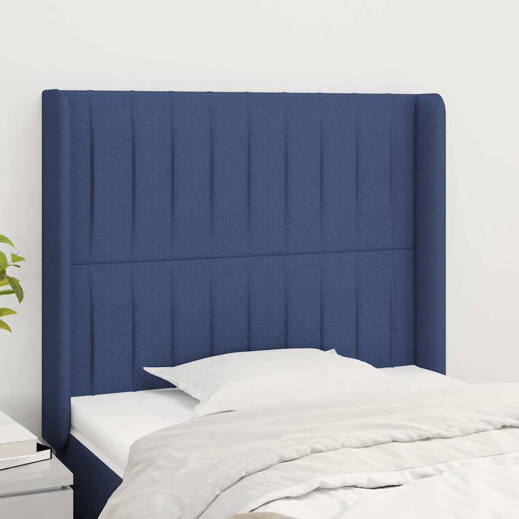 Kopfteil mit Ohren Blau 103x16x118/128 cm Stoff