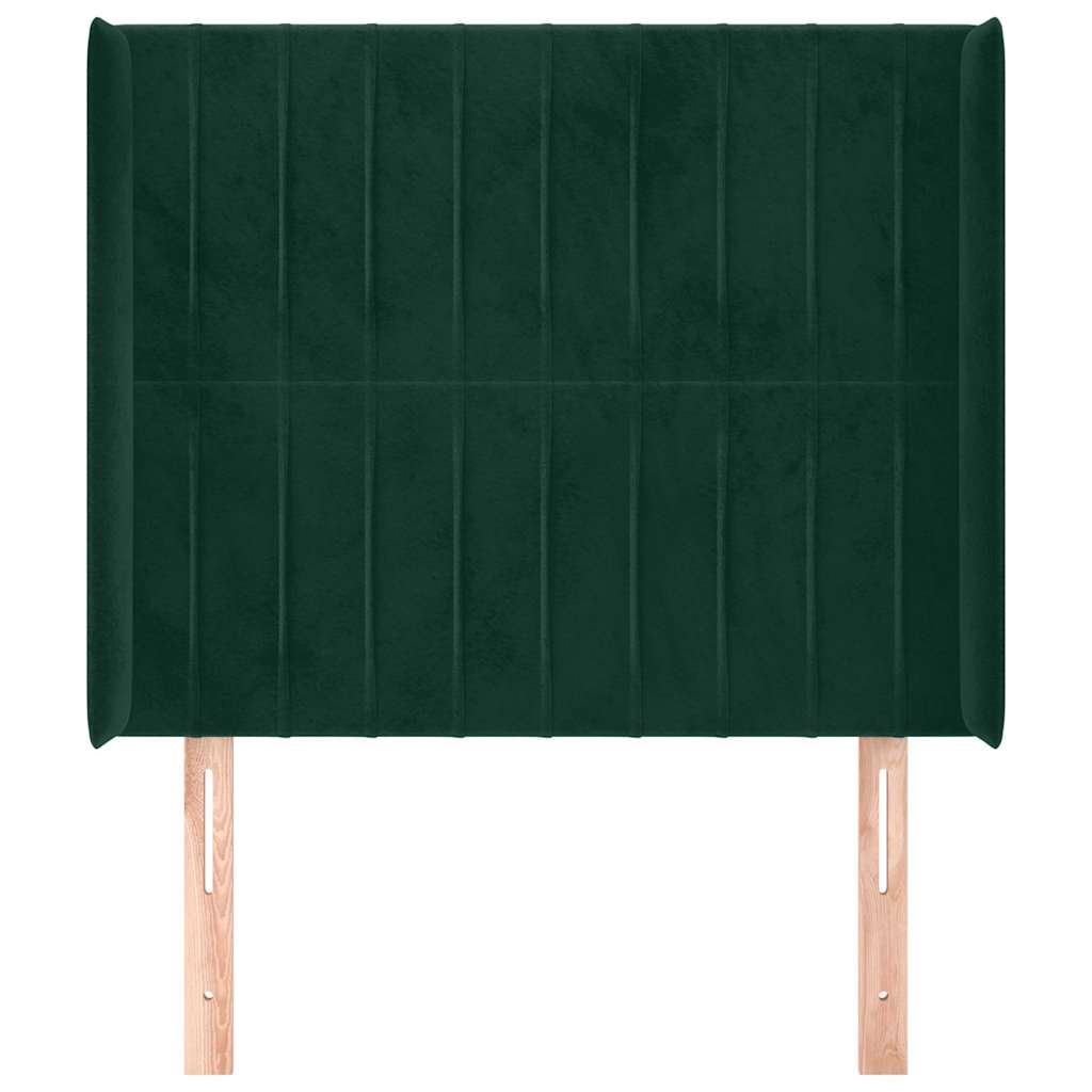 Kopfteil mit Ohren Dunkelgrün 83x16x118/128 cm Samt