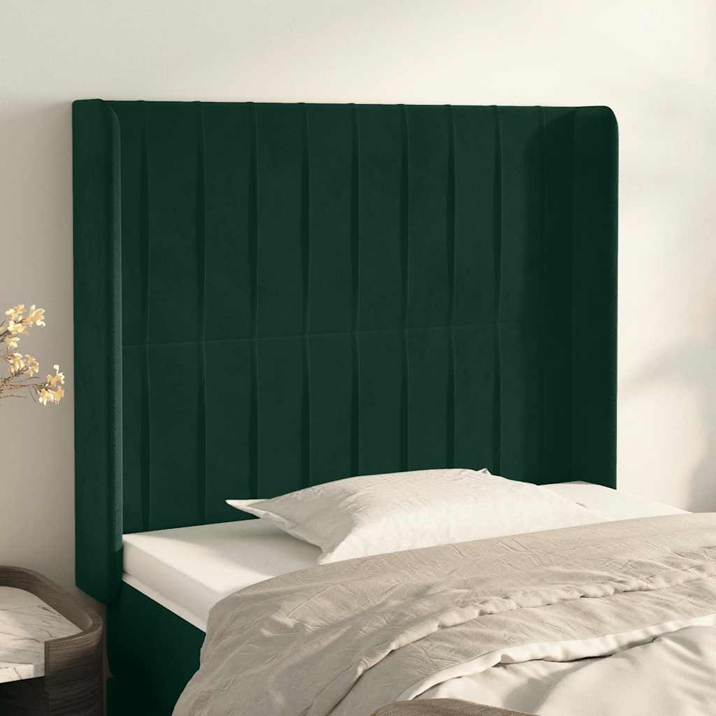 Kopfteil mit Ohren Dunkelgrün 83x16x118/128 cm Samt
