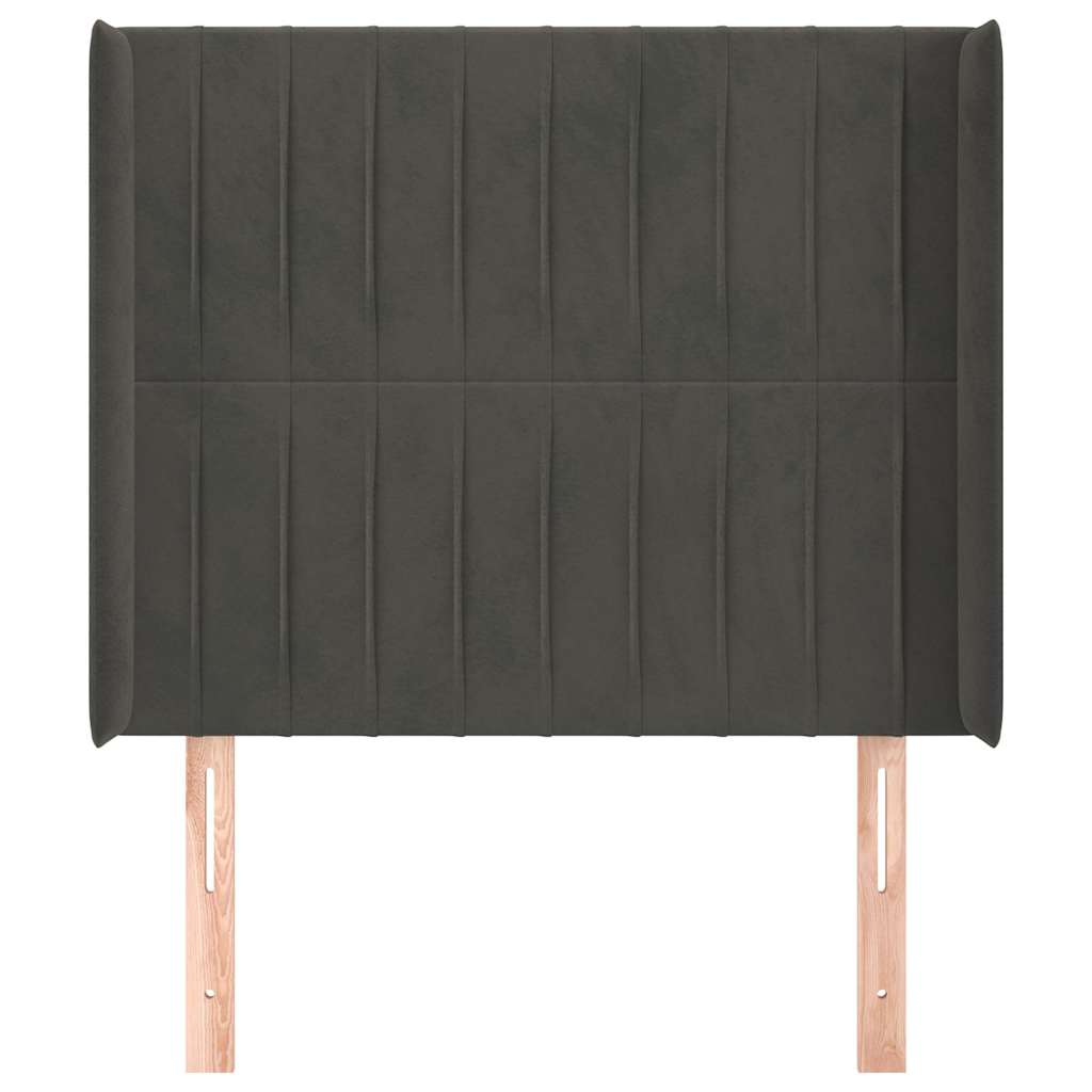 Kopfteil mit Ohren Dunkelgrau 103x16x118/128 cm Samt