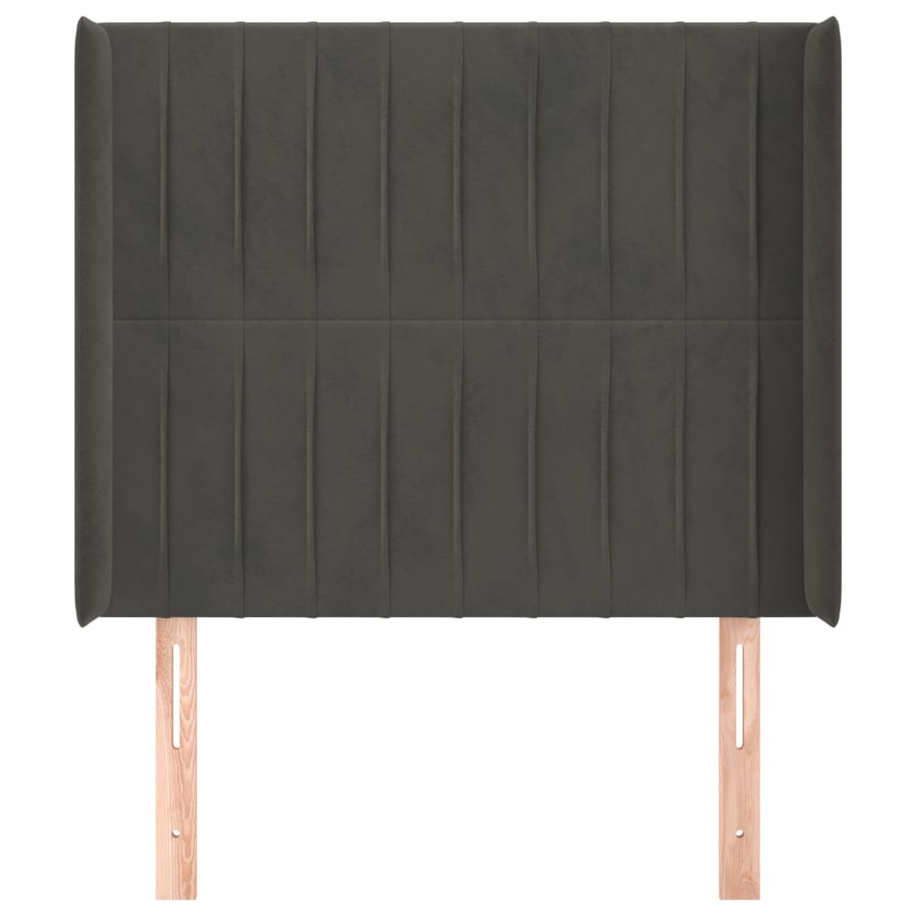 Kopfteil mit Ohren Dunkelgrau 103x16x118/128 cm Samt
