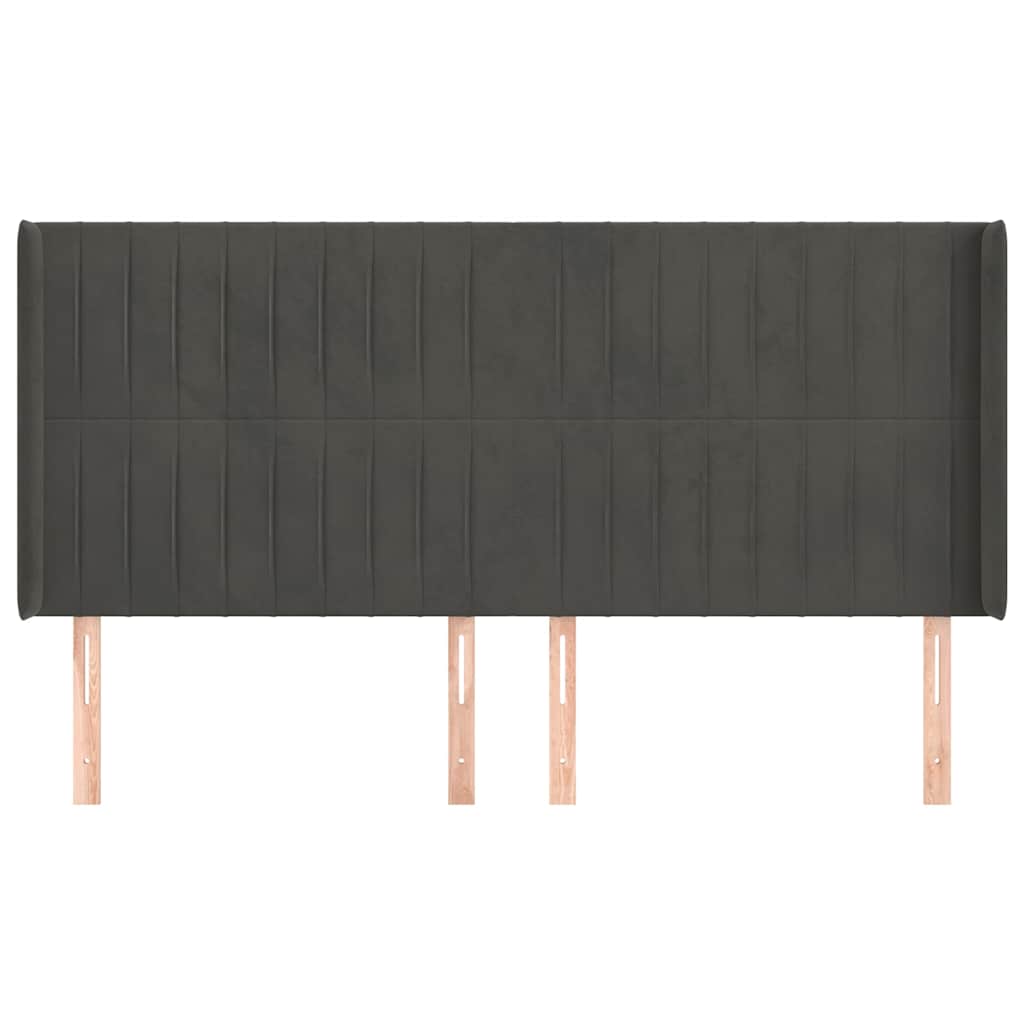 Kopfteil mit Ohren Dunkelgrau 183x16x118/128 cm Samt