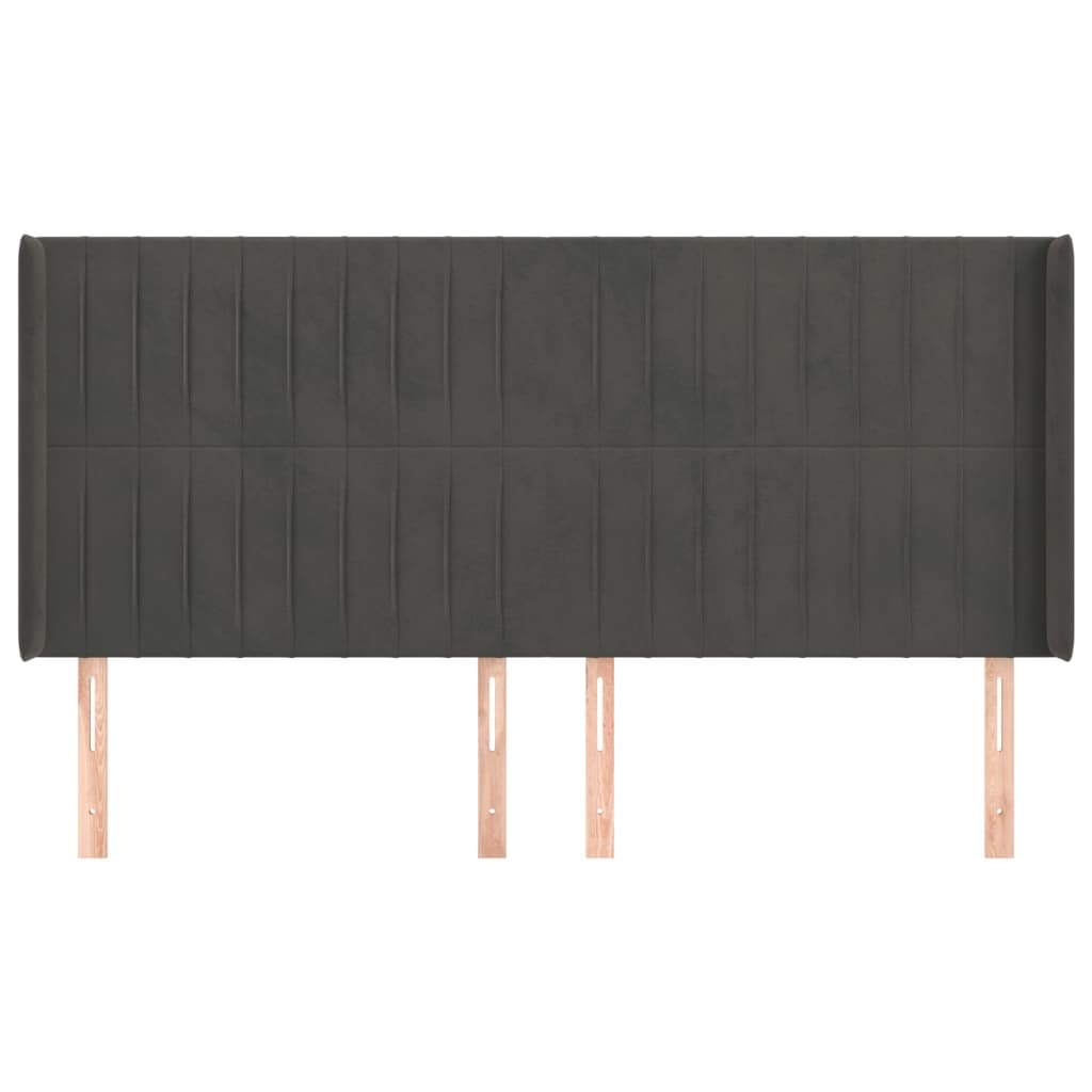 Kopfteil mit Ohren Dunkelgrau 203x16x118/128 cm Samt