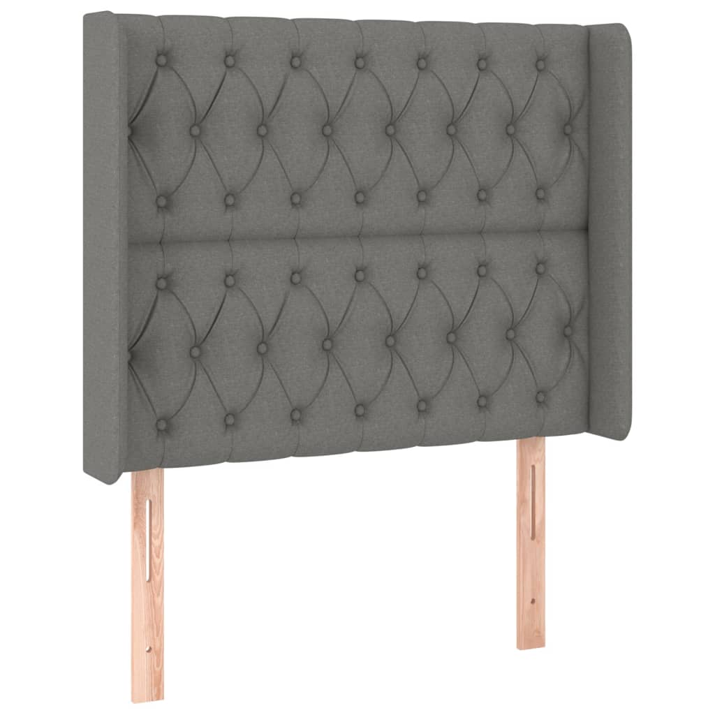 Kopfteil mit Ohren Dunkelgrau 93x16x118/128 cm Stoff