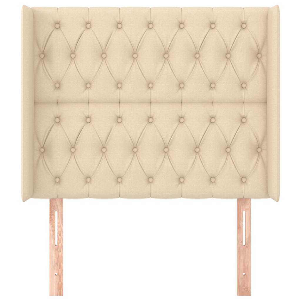 Kopfteil mit Ohren Creme 93x16x118/128 cm Stoff