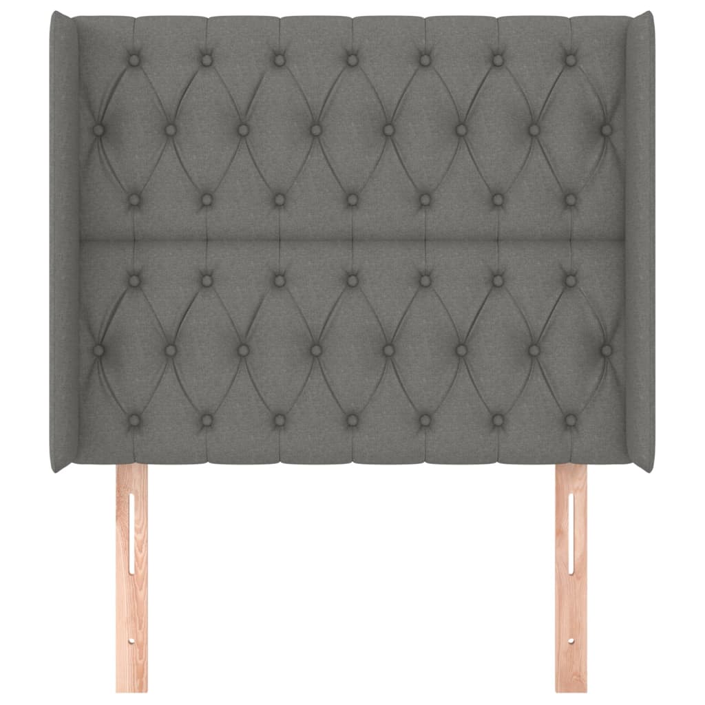 Kopfteil mit Ohren Dunkelgrau 103x16x118/128 cm Stoff