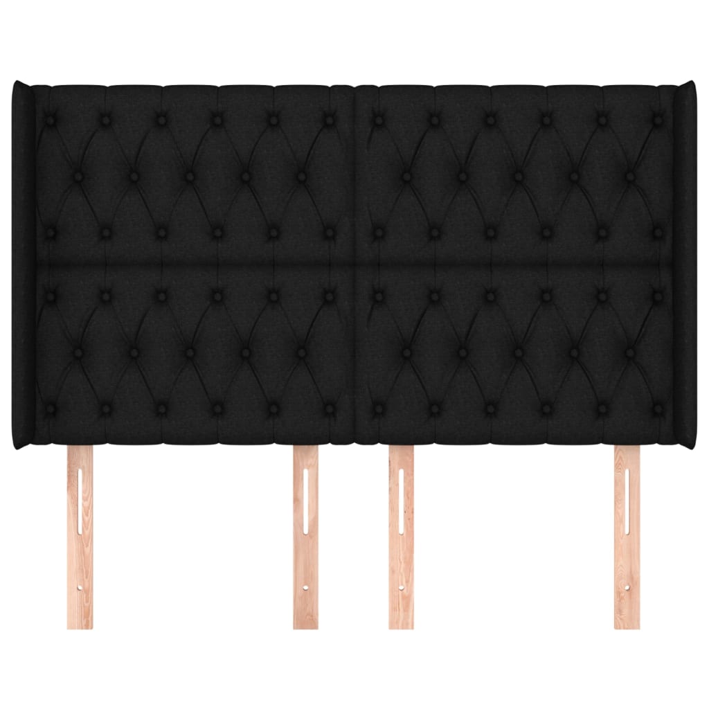 Kopfteil mit Ohren Schwarz 147x16x118/128 cm Stoff