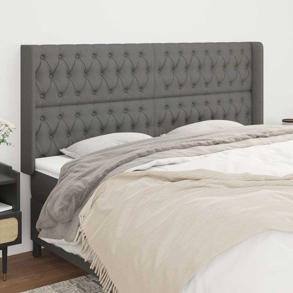 Kopfteil mit Ohren Dunkelgrau 183x16x118/128 cm Stoff