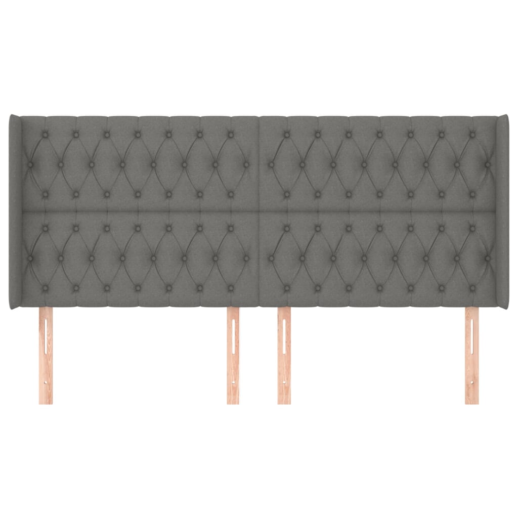 Kopfteil mit Ohren Dunkelgrau 203x16x118/128 cm Stoff