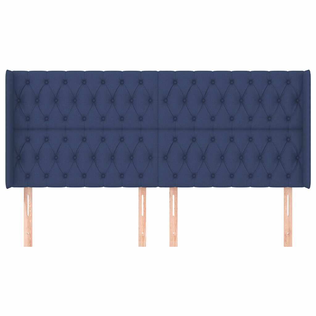 Kopfteil mit Ohren Blau 203x16x118/128 cm Stoff