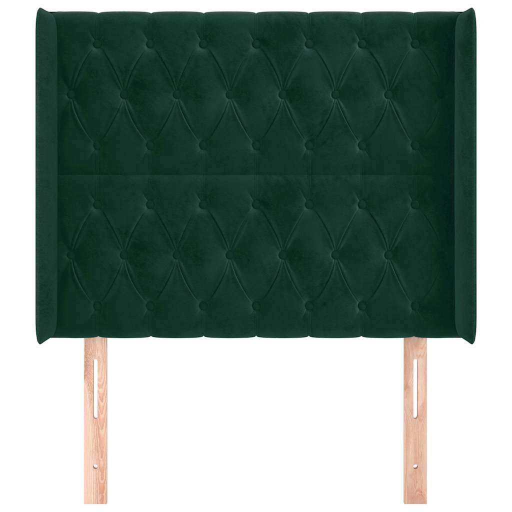 Kopfteil mit Ohren Dunkelgrün 103x16x118/128 cm Samt
