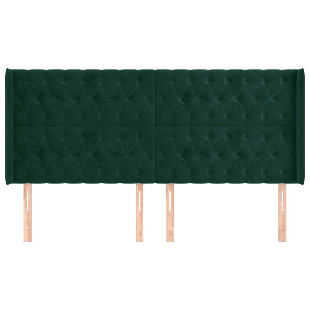 Kopfteil mit Ohren Dunkelgrün 183x16x118/128 cm Samt