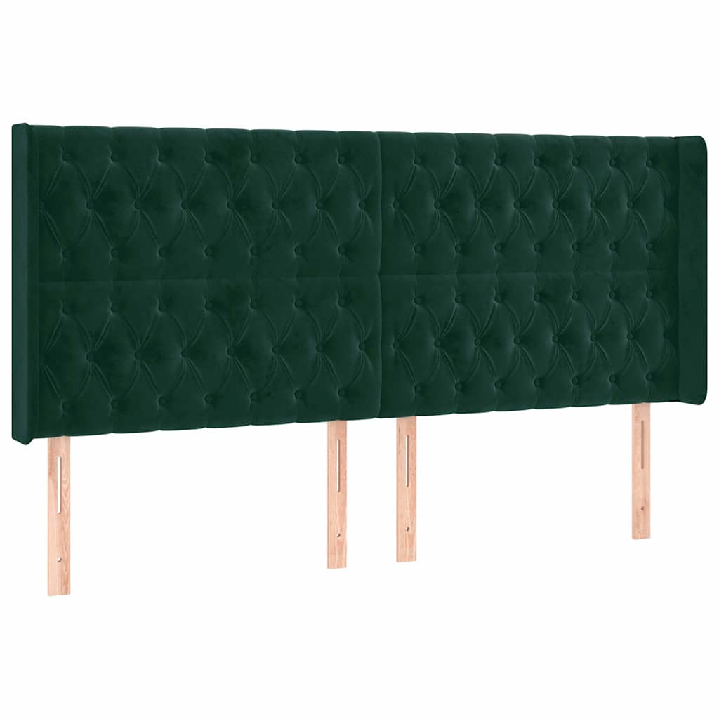 Kopfteil mit Ohren Dunkelgrün 203x16x118/128 cm Samt