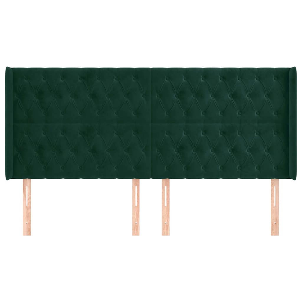 Kopfteil mit Ohren Dunkelgrün 203x16x118/128 cm Samt