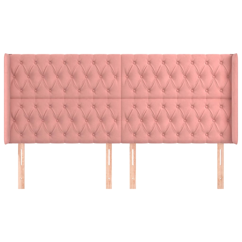 Kopfteil mit Ohren Rosa 203x16x118/128 cm Samt
