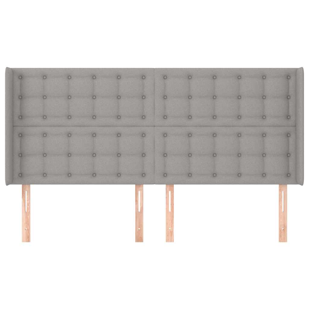Kopfteil mit Ohren Hellgrau 163x16x118/128 cm Stoff