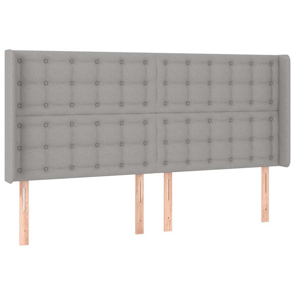 Kopfteil mit Ohren Hellgrau 183x16x118/128 cm Stoff