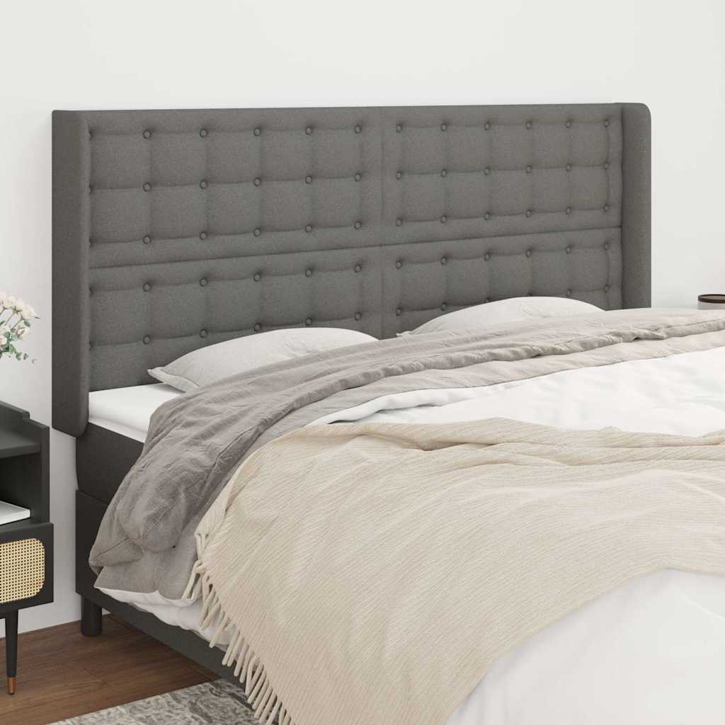 Kopfteil mit Ohren Dunkelgrau 183x16x118/128 cm Stoff