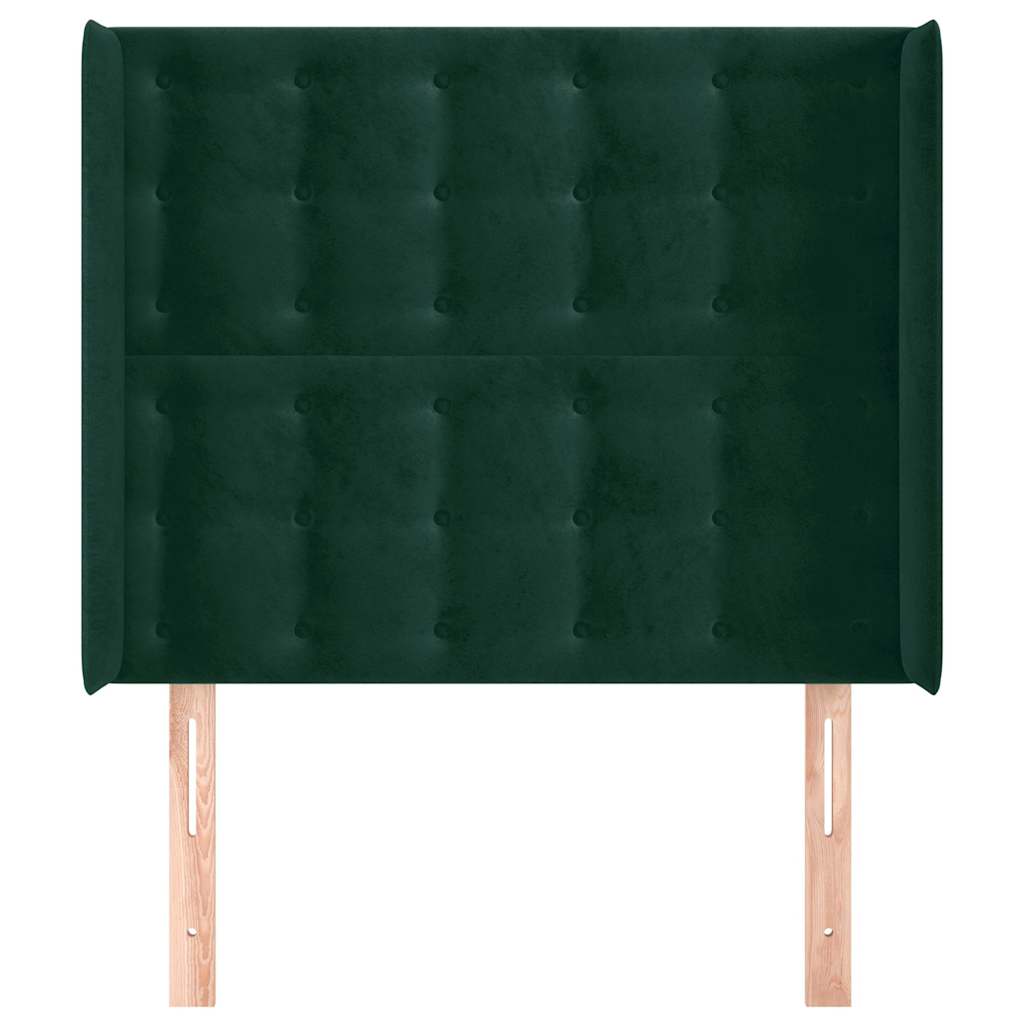 Kopfteil mit Ohren Dunkelgrün 83x16x118/128 cm Samt