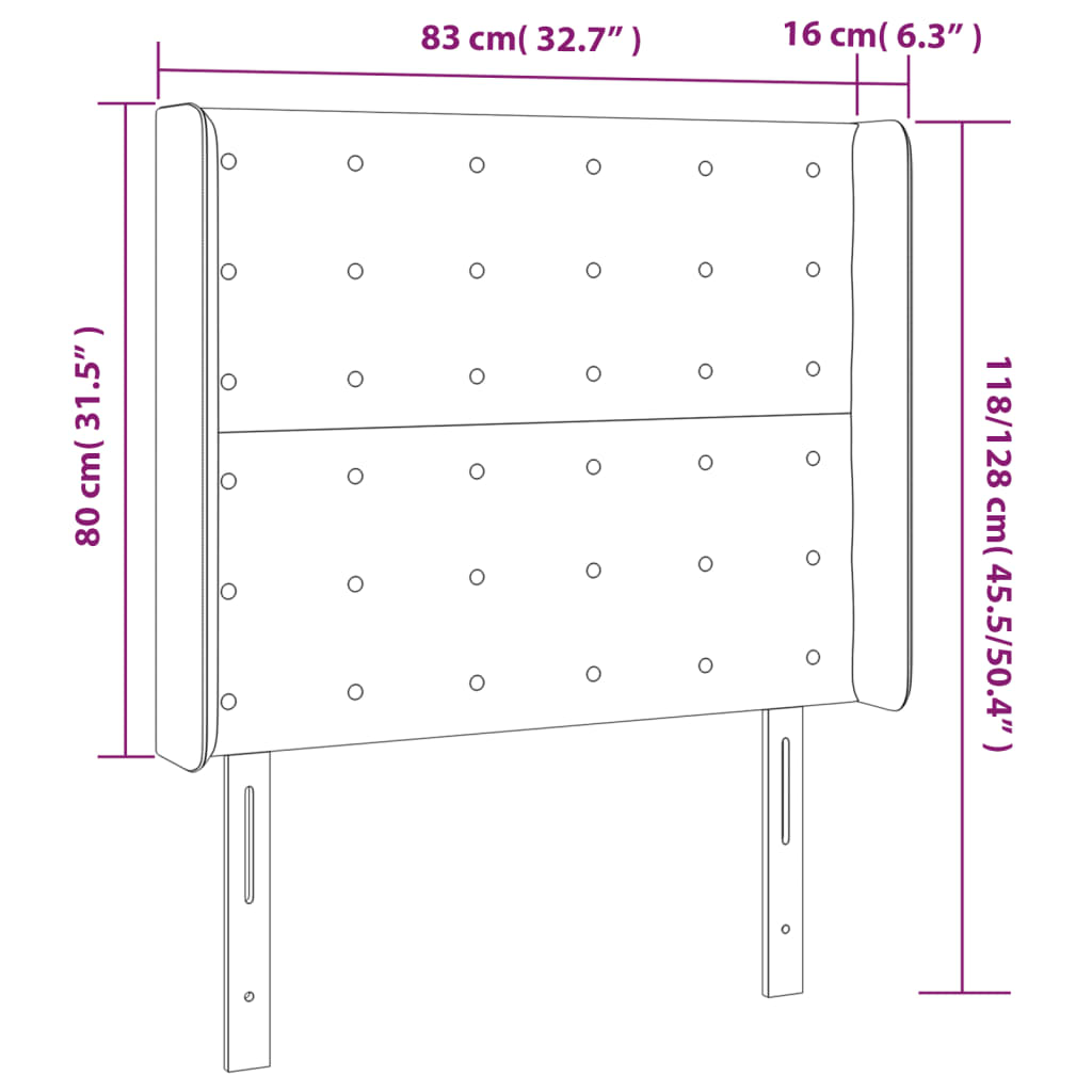 Kopfteil mit Ohren Rosa 83x16x118/128 cm Samt