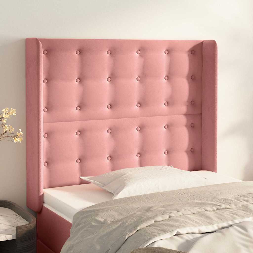 Kopfteil mit Ohren Rosa 83x16x118/128 cm Samt