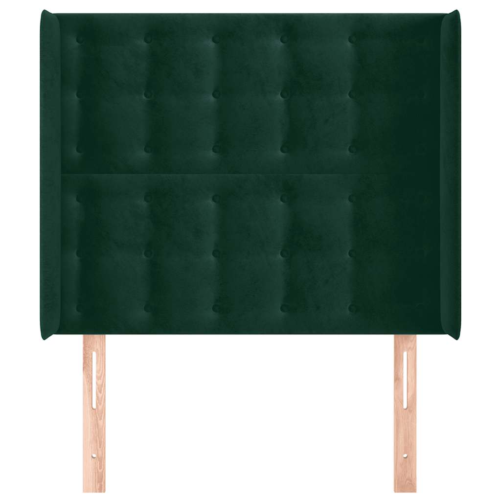 Kopfteil mit Ohren Dunkelgrün 93x16x118/128 cm Samt