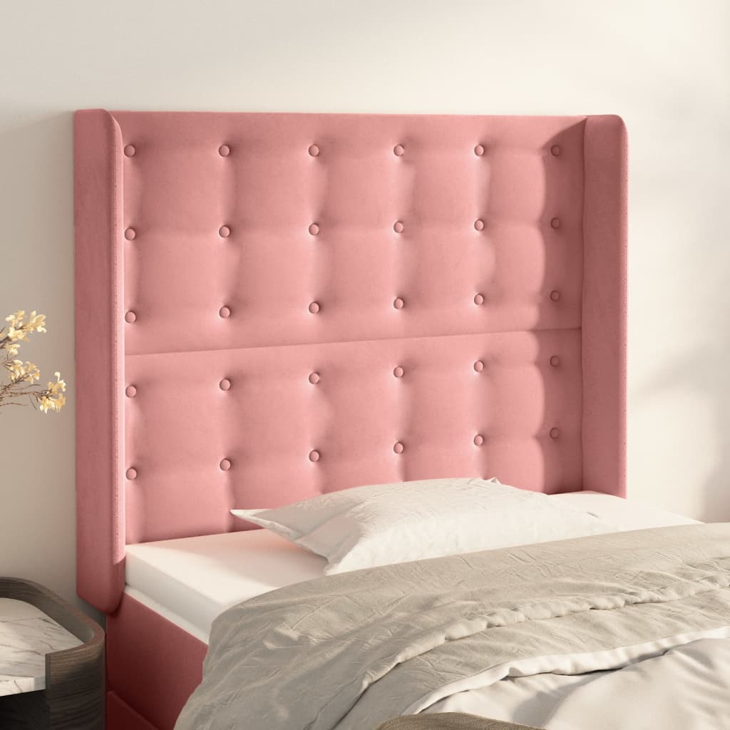 Kopfteil mit Ohren Rosa 93x16x118/128 cm Samt