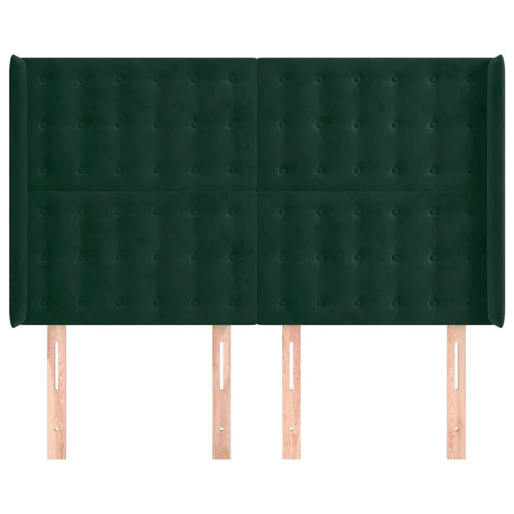 Kopfteil mit Ohren Dunkelgrün 147x16x118/128 cm Samt