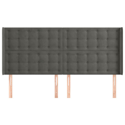 Kopfteil mit Ohren Dunkelgrau 163x16x118/128 cm Samt