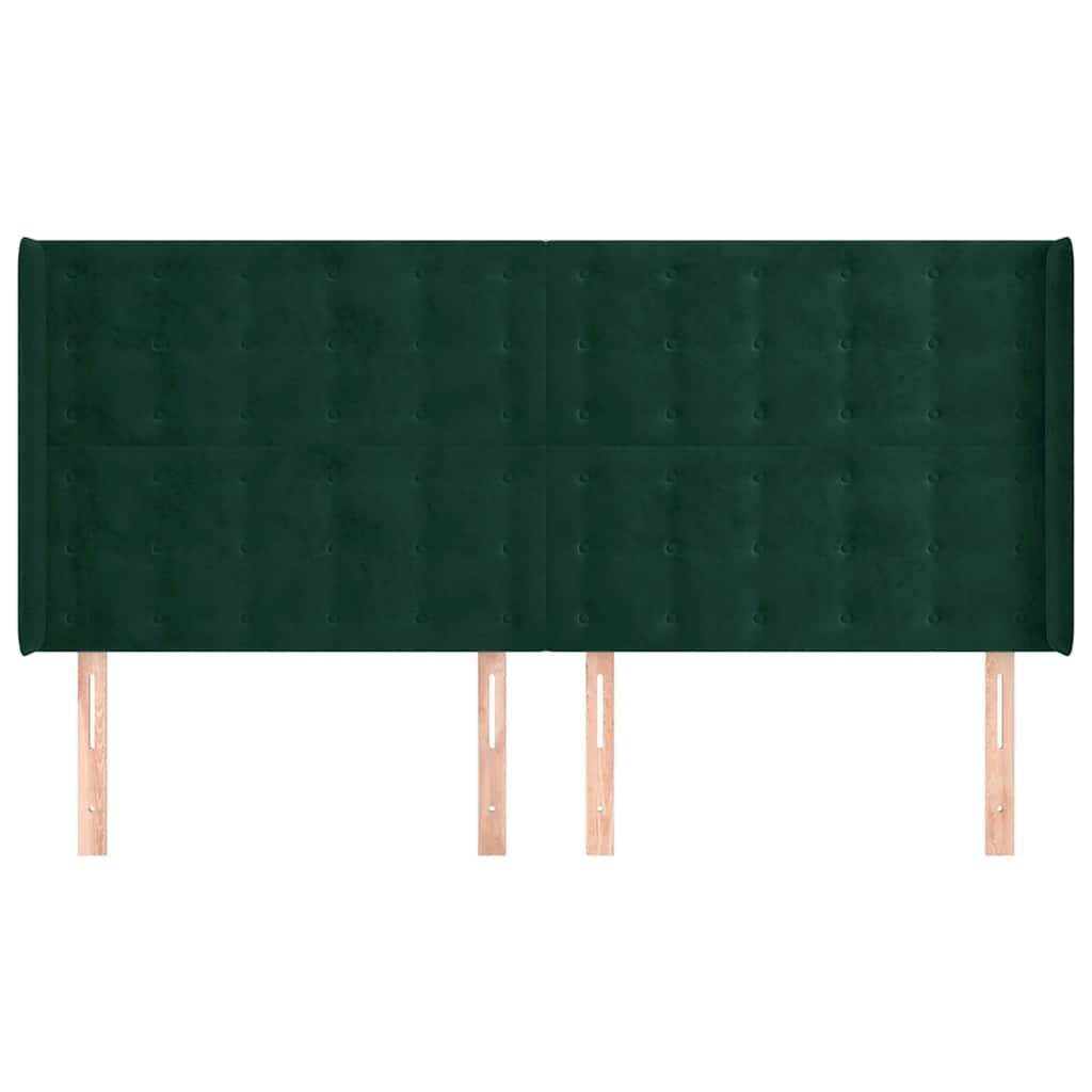 Kopfteil mit Ohren Dunkelgrün 163x16x118/128 cm Samt