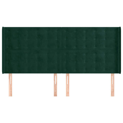 Kopfteil mit Ohren Dunkelgrün 163x16x118/128 cm Samt