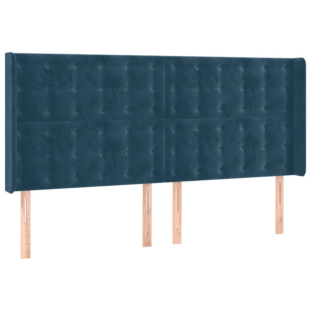 Kopfteil mit Ohren Dunkelblau 163x16x118/128 cm Samt