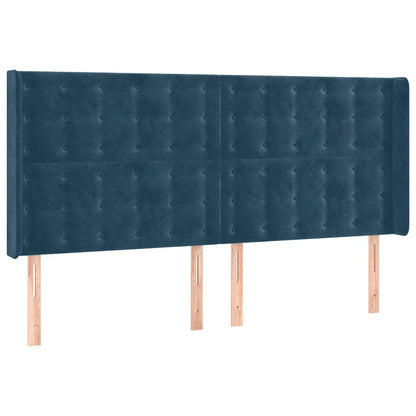 Kopfteil mit Ohren Dunkelblau 163x16x118/128 cm Samt