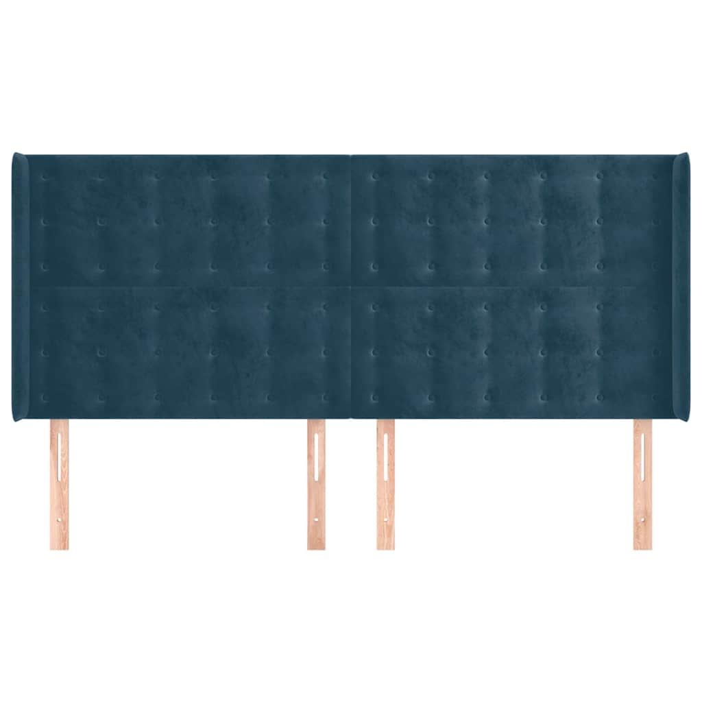 Kopfteil mit Ohren Dunkelblau 163x16x118/128 cm Samt