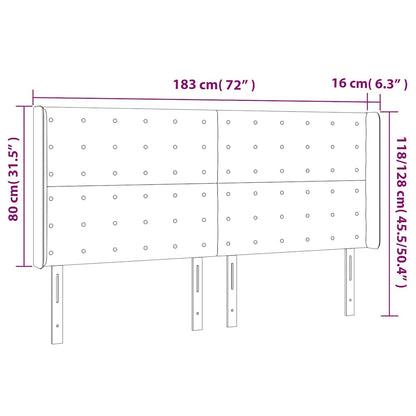 Kopfteil mit Ohren Dunkelgrau 183x16x118/128 cm Samt